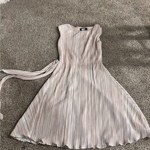 DKNY Asymmetrical Pleated Dress in Cream